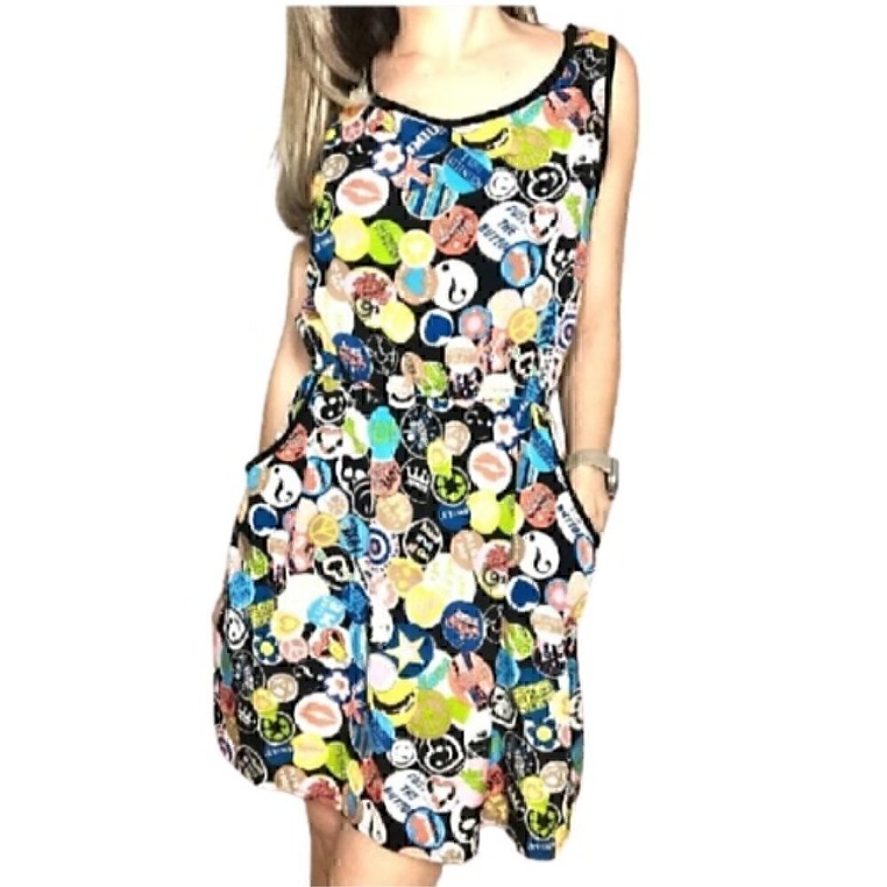80's/90's Pin Print Dress - Size Small